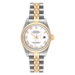 Rolex Datejust White Roman Dial Steel Yellow Gold Ladies Watch 69173