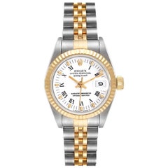 Rolex Datejust White Roman Dial Steel Yellow Gold Ladies Watch 69173