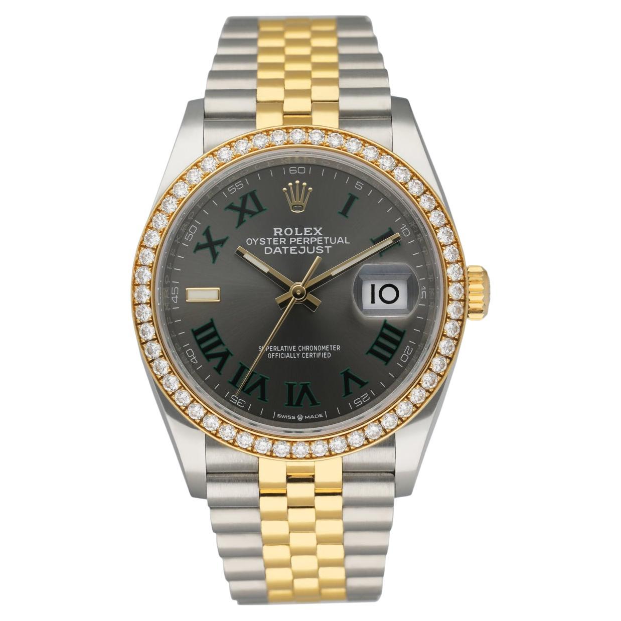 Rolex Datejust Wimbledon 126283RBR Diamond Bezel Mens Watch Box & Papers