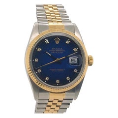 Rolex Datejust with Blue Dial, Diamond Markers, and Jubilee Bracelet, circa 1985