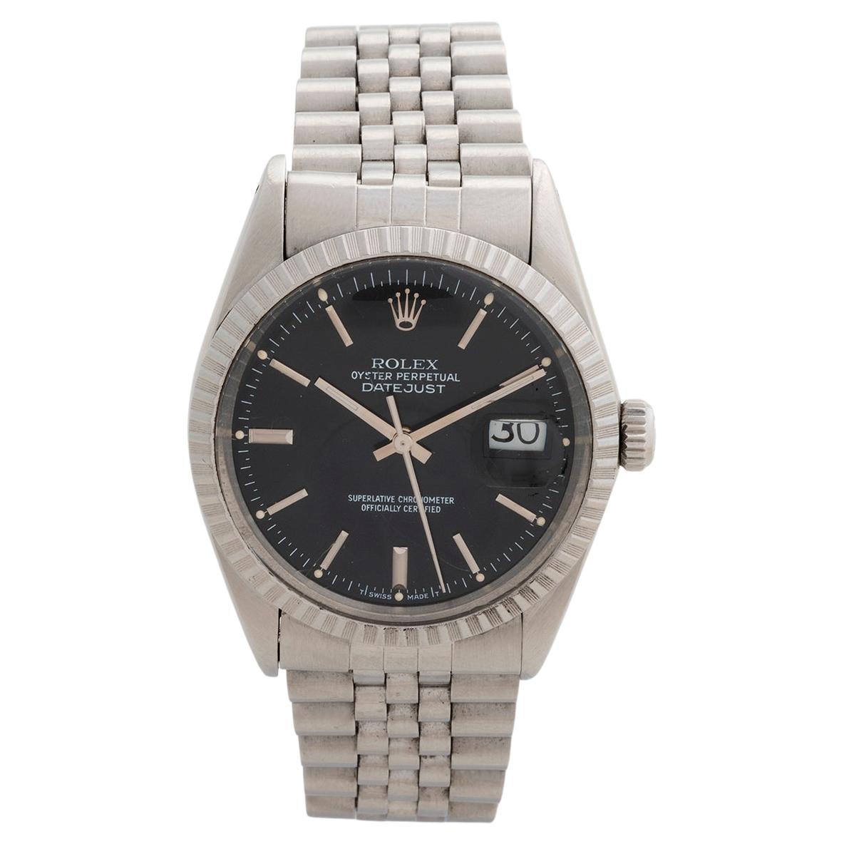 Rolex Datejust Wristwatch Ref 16030, Black dial, 36mm, Full Set, Yr 1986