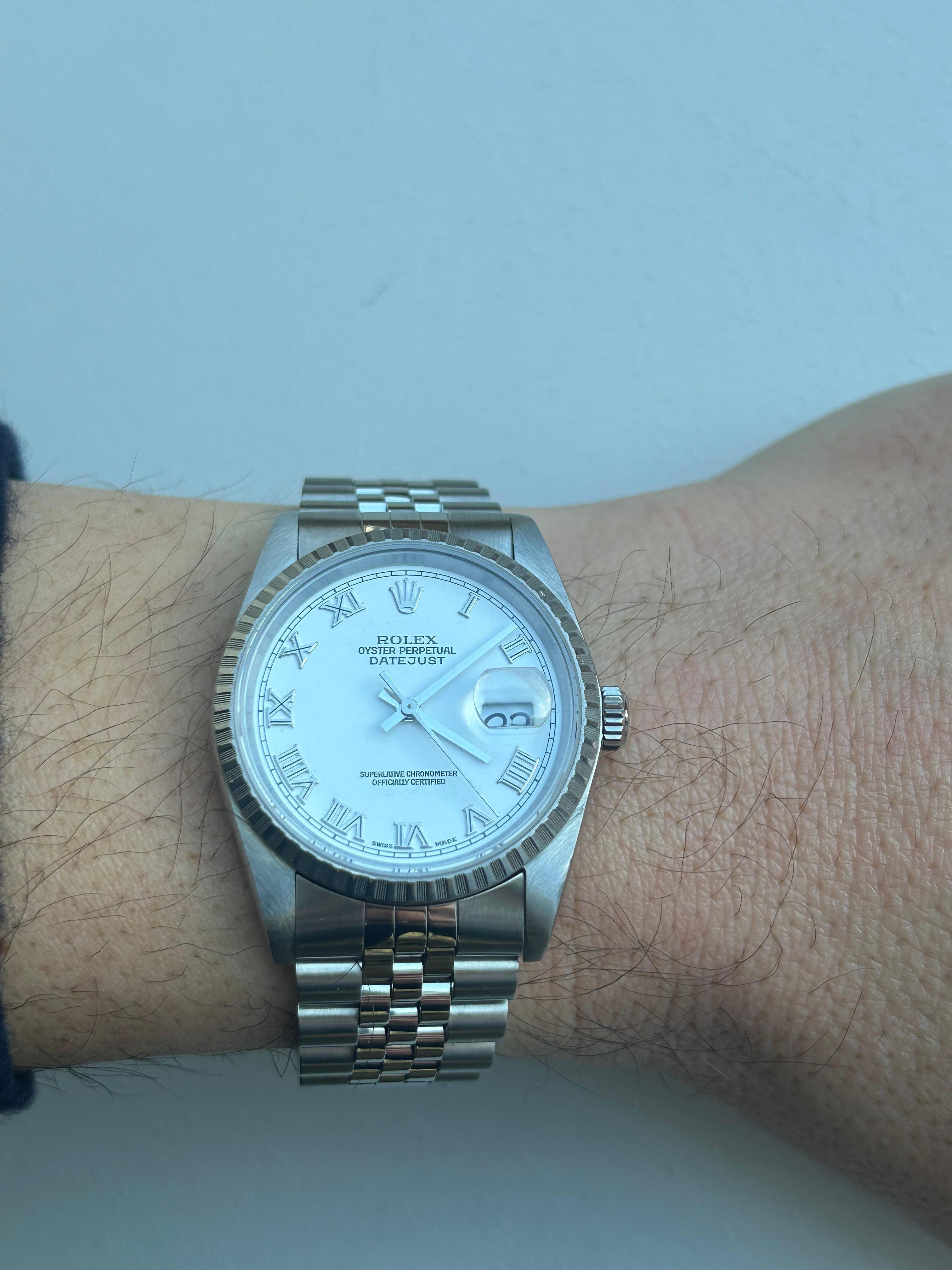Rolex Datejust Wristwatch Ref 16220, Roman Numeral Dial. Unusual Provenance. For Sale 1