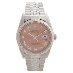 Rolex Datejust Wristwatch, Salmon Pink dial, Jubiliee Bracelet, Yr 2000.