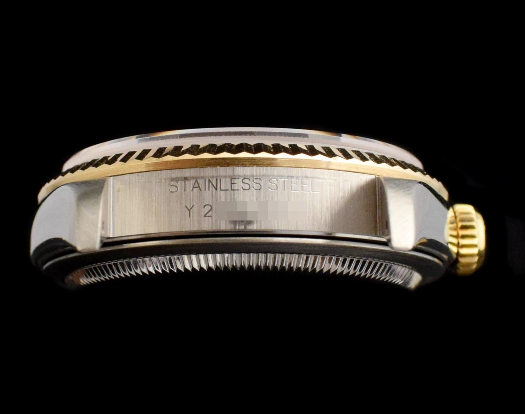 Rolex Datejust Uhr aus Gelbgold und Stahl mit Onyx-Zifferblatt und Diamant 16233, 2002 3