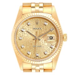 Rolex Datejust Yellow Gold Anniversary Diamond Dial Men's Watch 16238