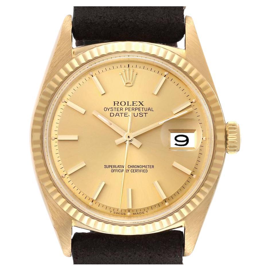Rolex Datejust Yellow Gold Champagne Dial Vintage Mens Watch 1601