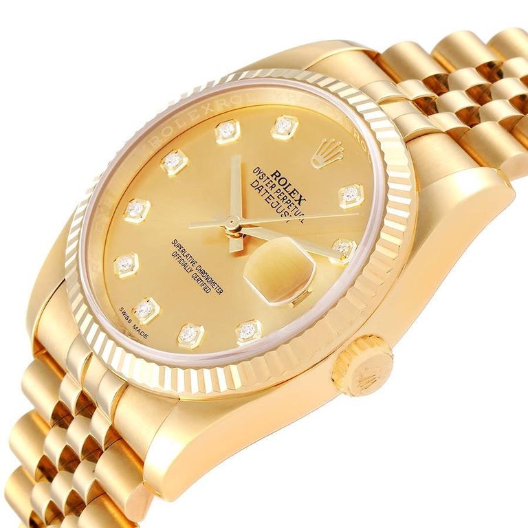 Rolex Datejust Yellow Gold Champagne Diamond Dial Mens Watch 116238 For Sale 2