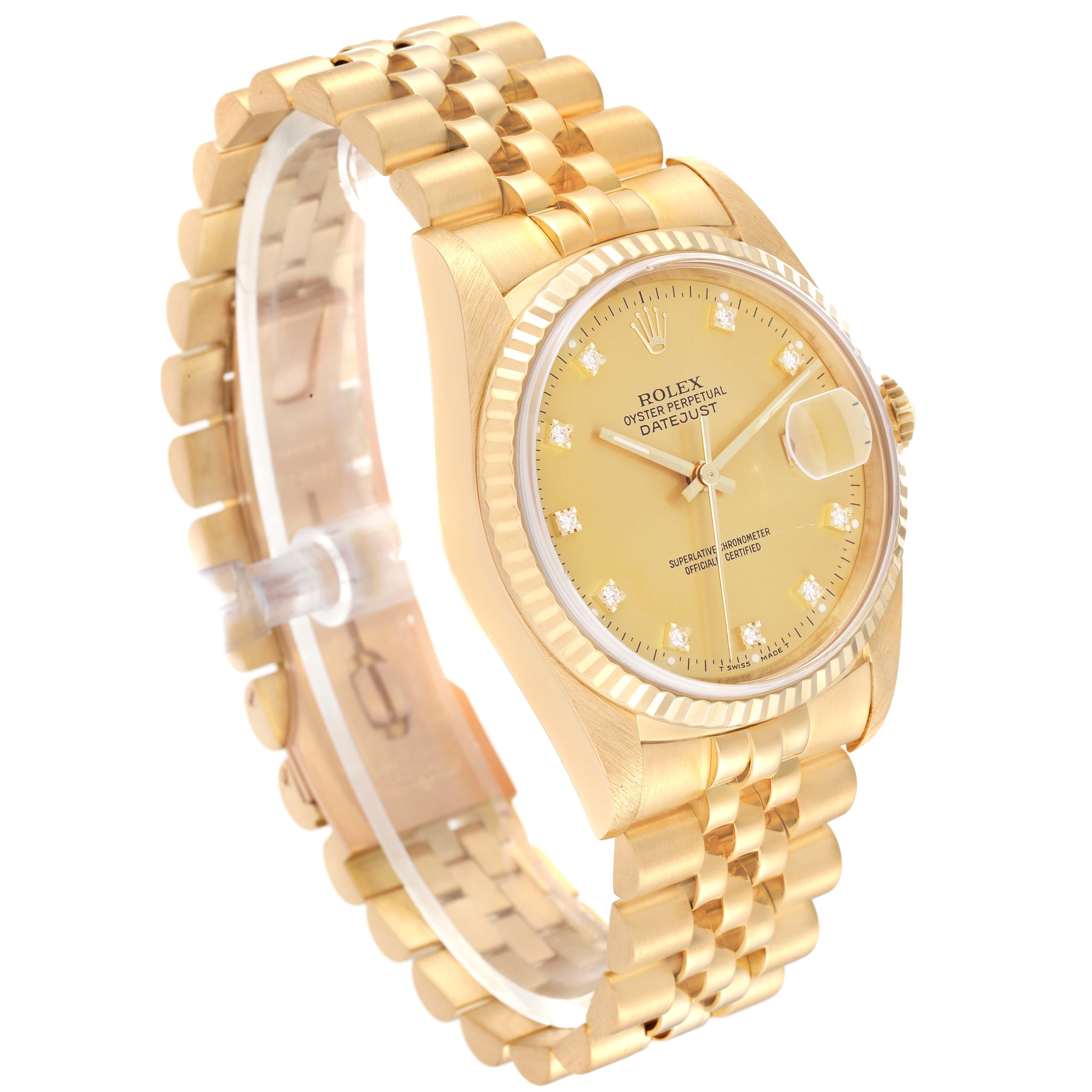 Rolex Datejust Yellow Gold Champagne Diamond Dial Mens Watch 16238 In Good Condition In Atlanta, GA