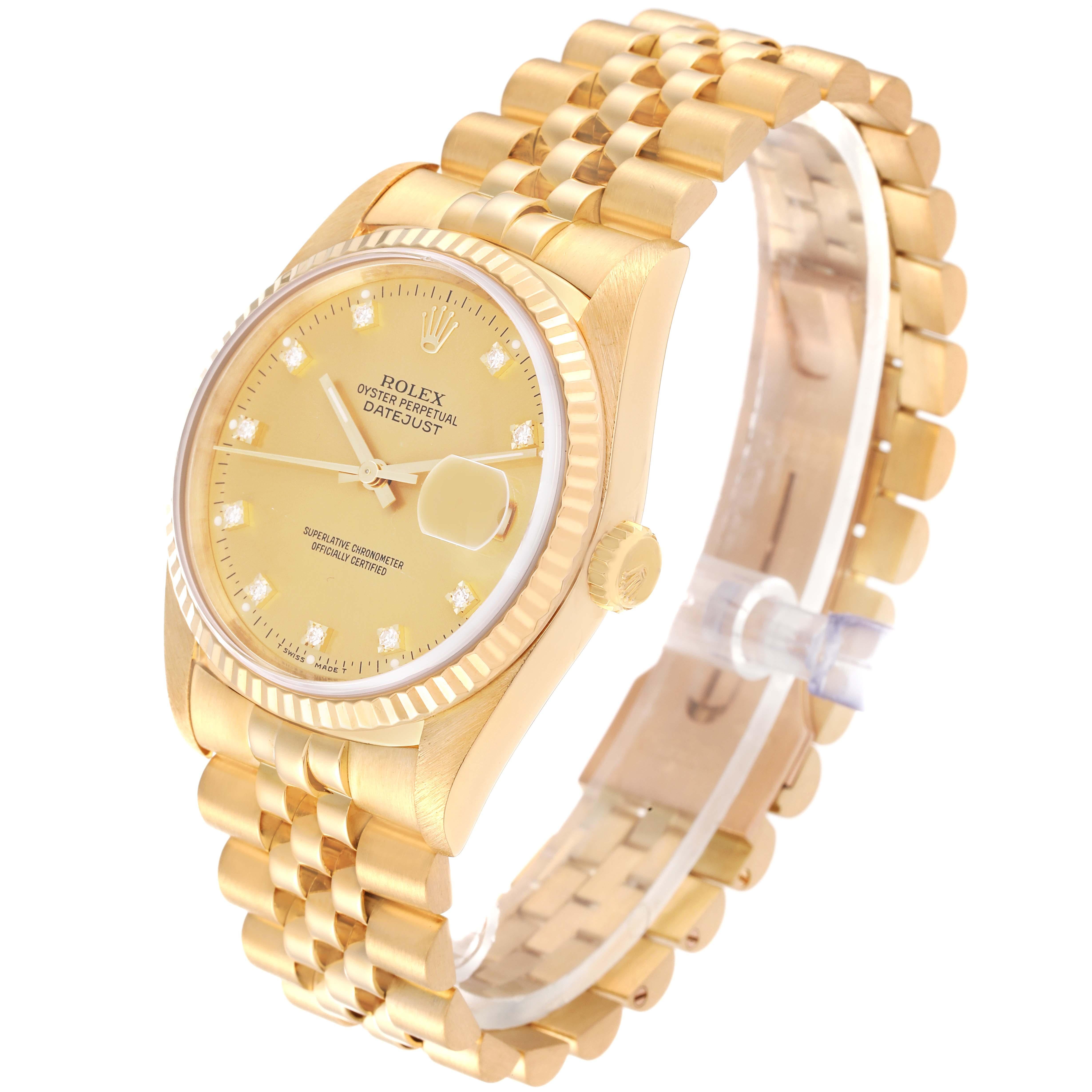 Men's Rolex Datejust Yellow Gold Champagne Diamond Dial Mens Watch 16238