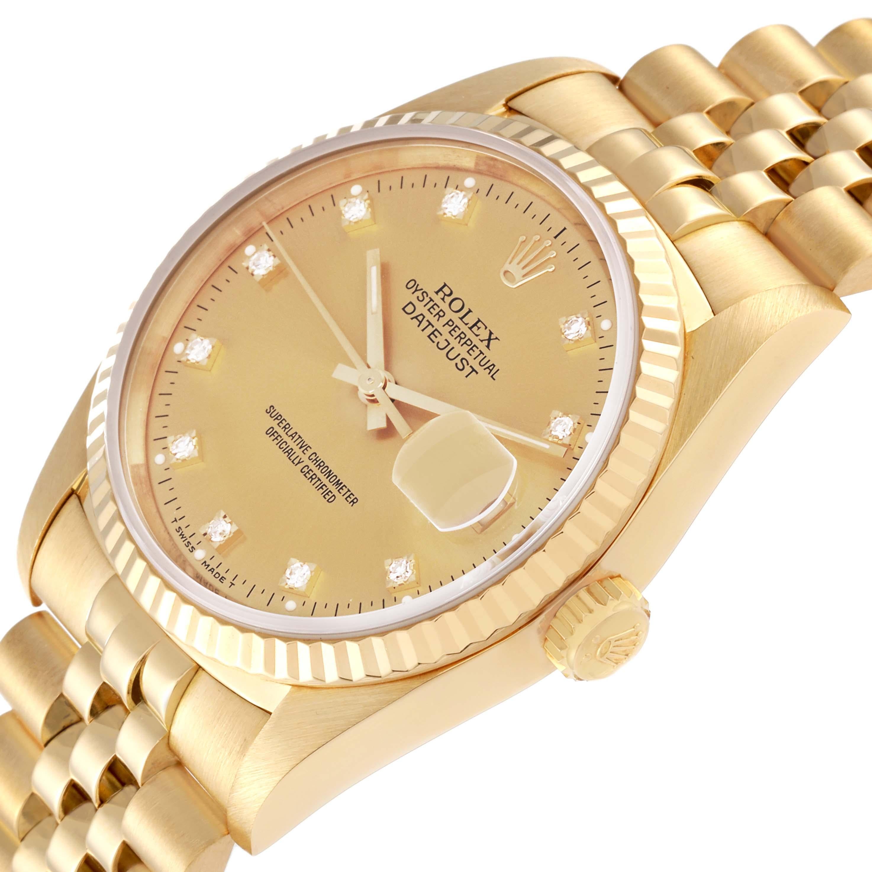 Rolex Datejust Gelbgold Champagner-Diamant-Zifferblatt Herrenuhr 16238 2