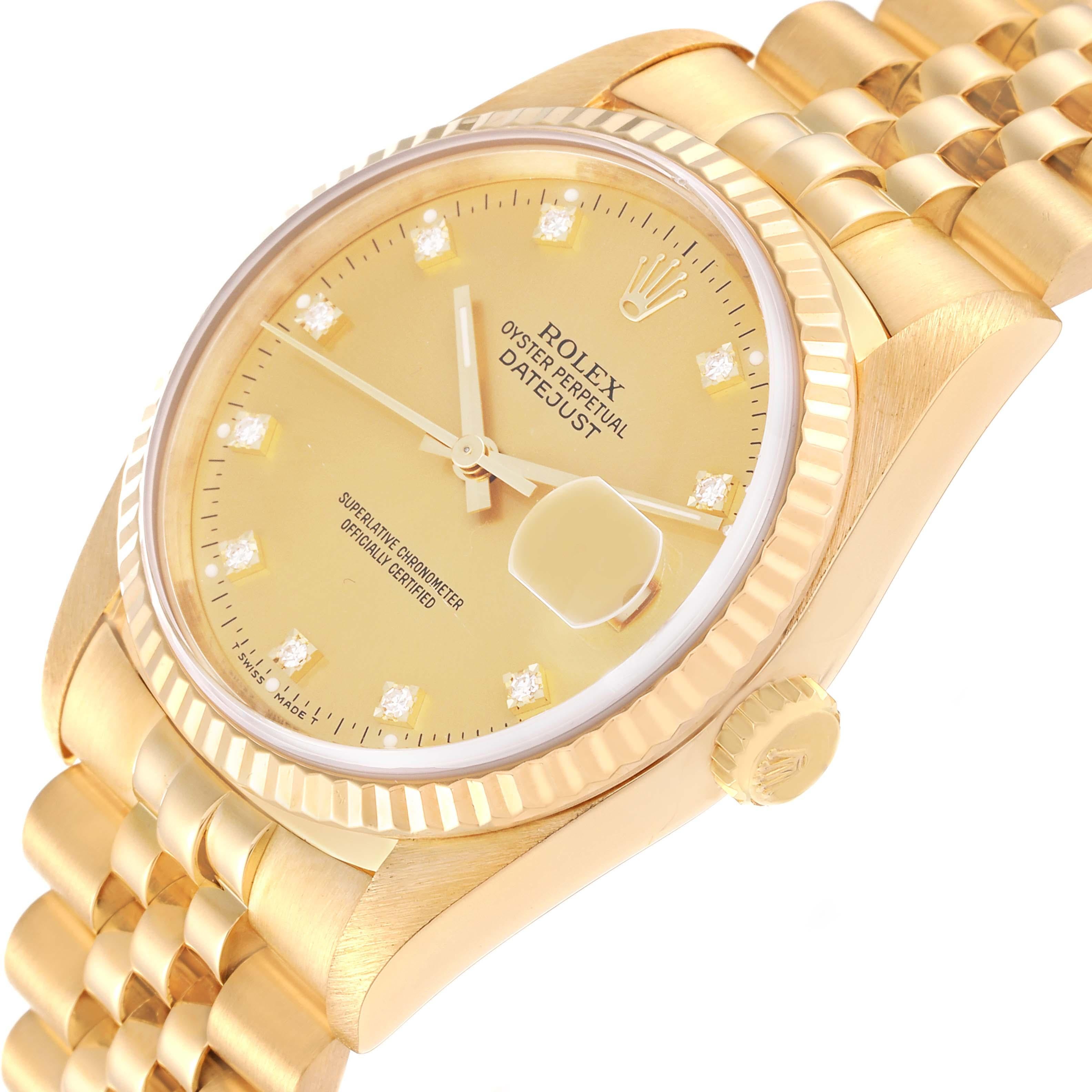 Rolex Datejust Yellow Gold Champagne Diamond Dial Mens Watch 16238 1