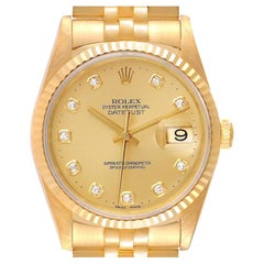 Rolex Datejust Yellow Gold Champagne Diamond Dial Mens Watch 16238