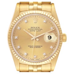 Rolex Datejust Yellow Gold Champagne Diamond Dial Mens Watch 16238