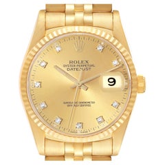 Rolex Datejust Yellow Gold Champagne Diamond Dial Mens Watch 16238