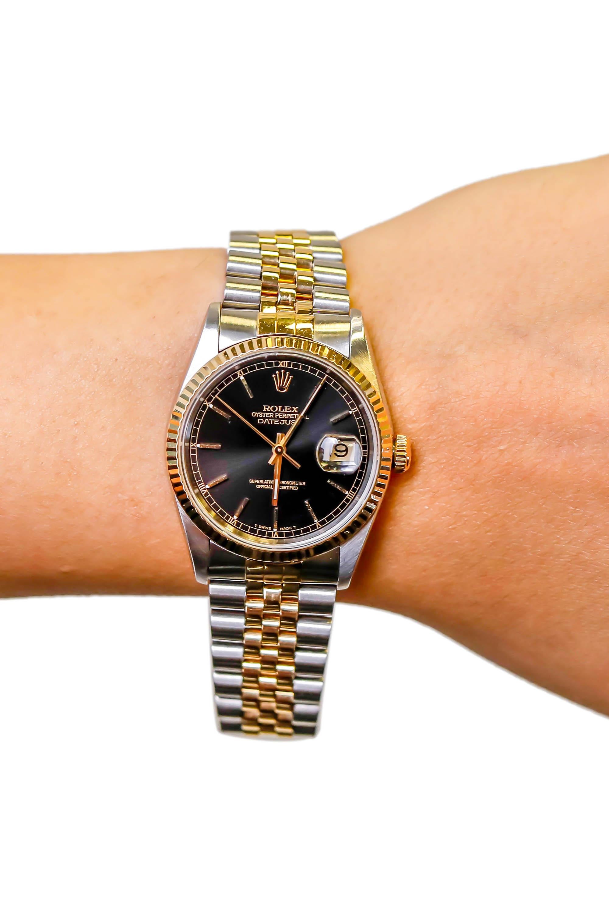 Rolex Datejust Gelbgold Edelstahl Jubiläumsarmband Automatik-Armbanduhr im Angebot 1