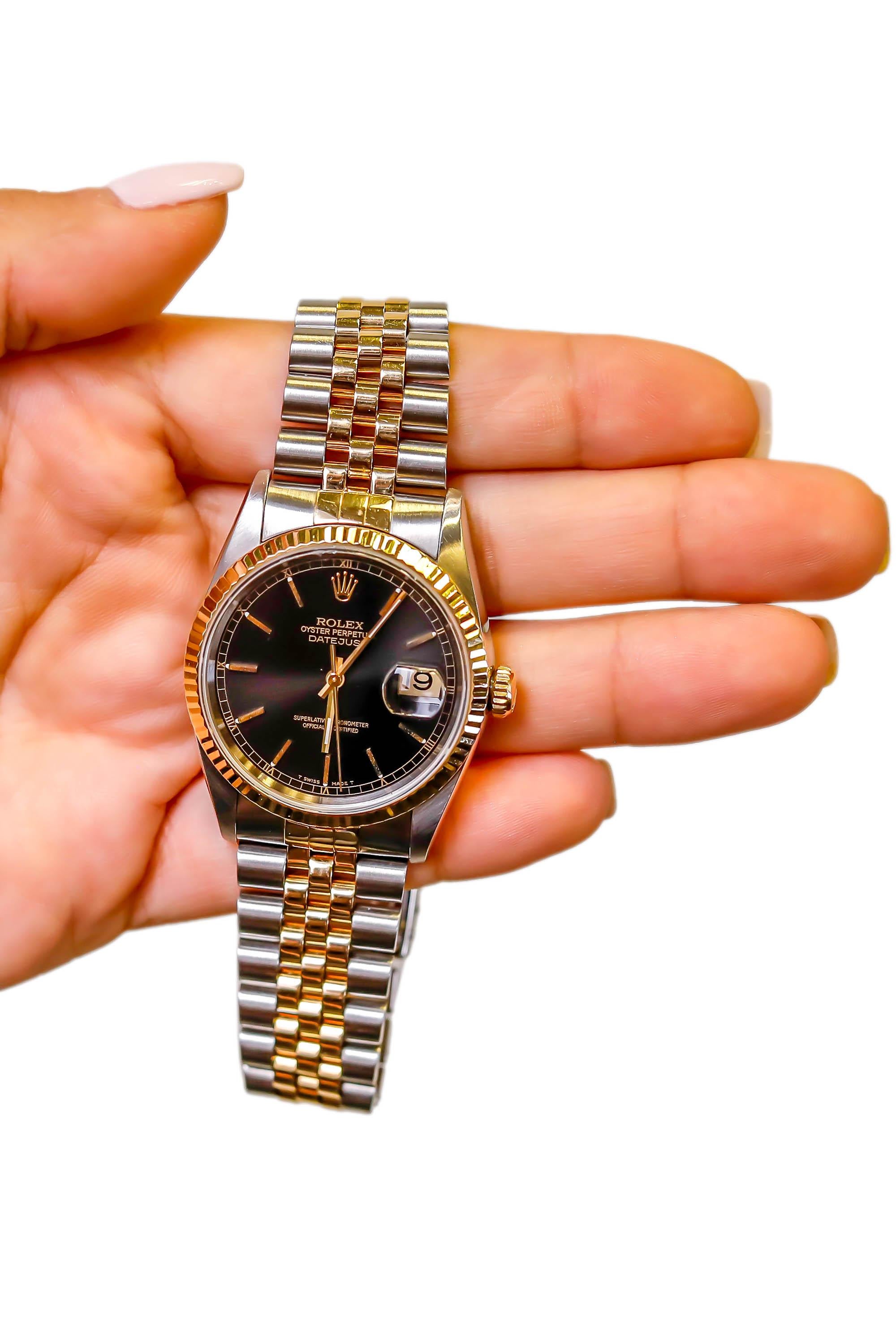 Rolex Datejust Gelbgold Edelstahl Jubiläumsarmband Automatik-Armbanduhr im Angebot 4