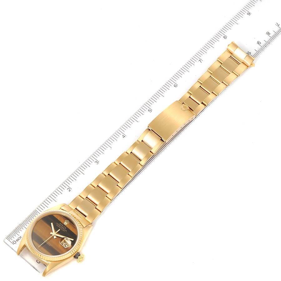 Rolex Datejust Gelbgold Tigerauge Zifferblatt Vintage Herrenuhr 16018 im Angebot 7