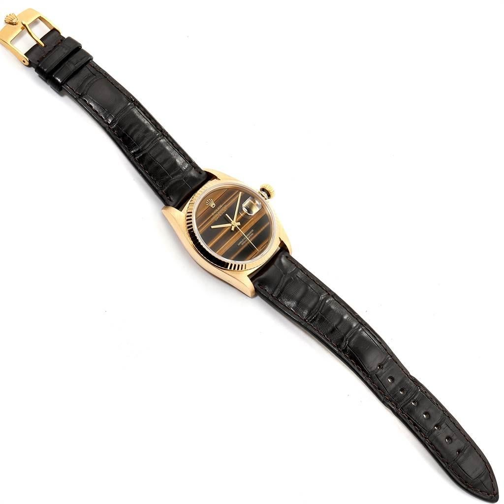 Rolex Datejust Yellow Gold Tiger Eye Dial Vintage Men's Watch 16018 8