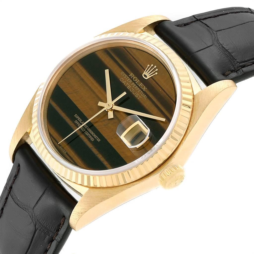 Rolex Datejust Yellow Gold Tiger Eye Dial Vintage Men's Watch 16018 3