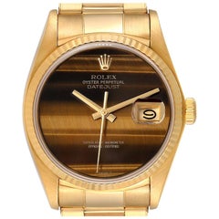 Rolex Datejust Gelbgold Tigerauge Zifferblatt Vintage Herrenuhr 16018