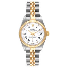 Rolex Datejust Yellow Gold White Diamond Dial Ladies Watch 79173 Box Papers