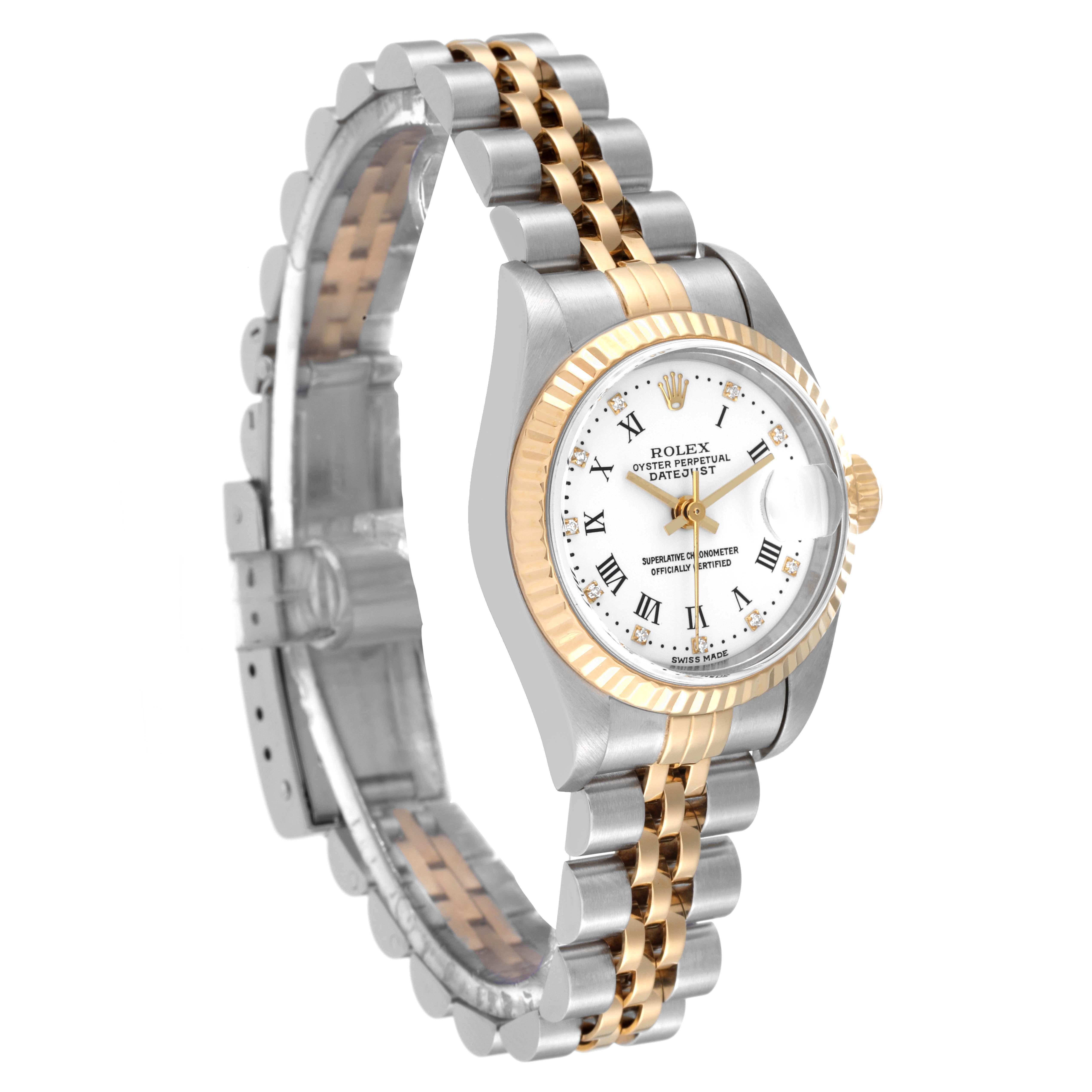 Rolex Datejust Yellow Gold White Diamond Dial Ladies Watch 79173 In Excellent Condition In Atlanta, GA
