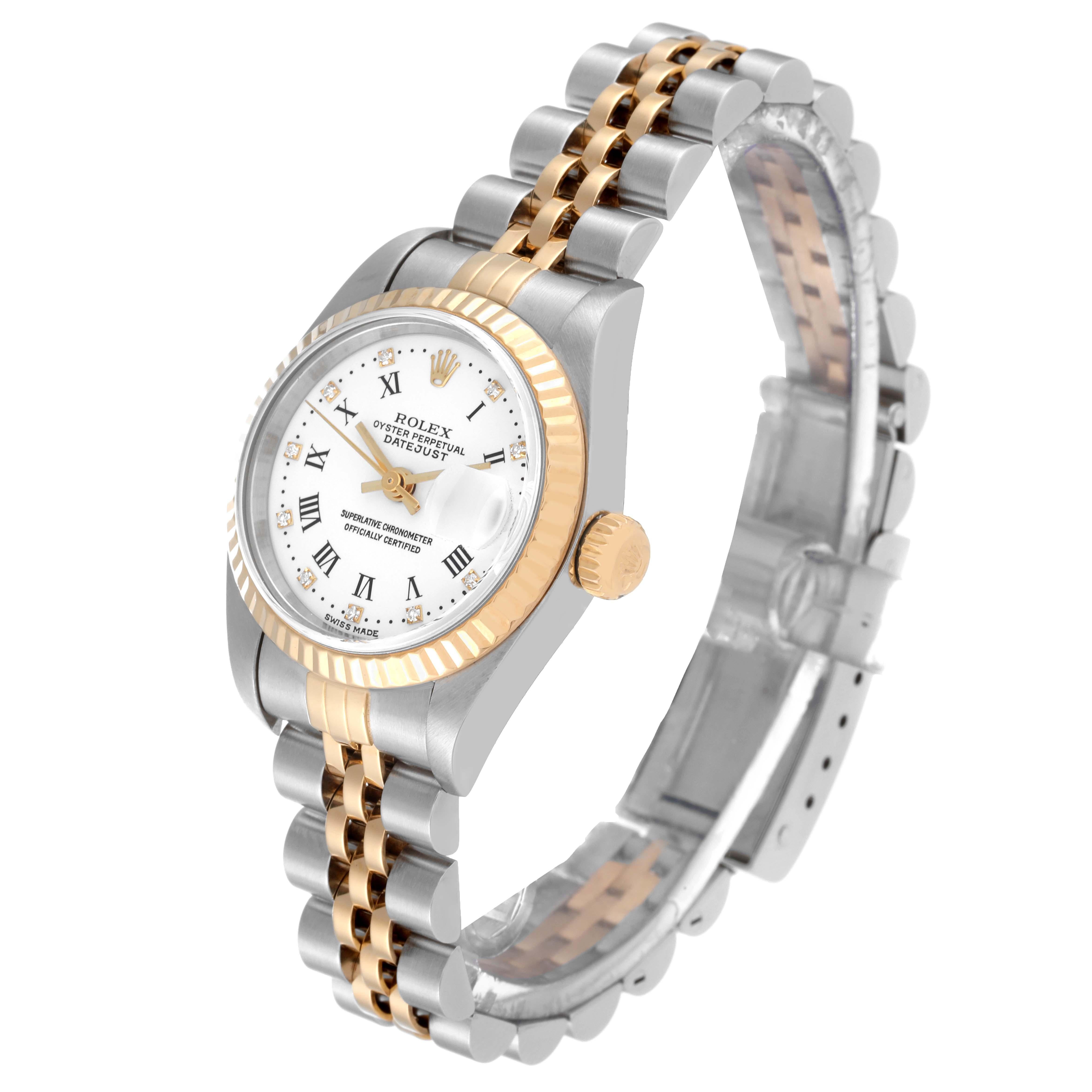 Women's Rolex Datejust Yellow Gold White Diamond Dial Ladies Watch 79173