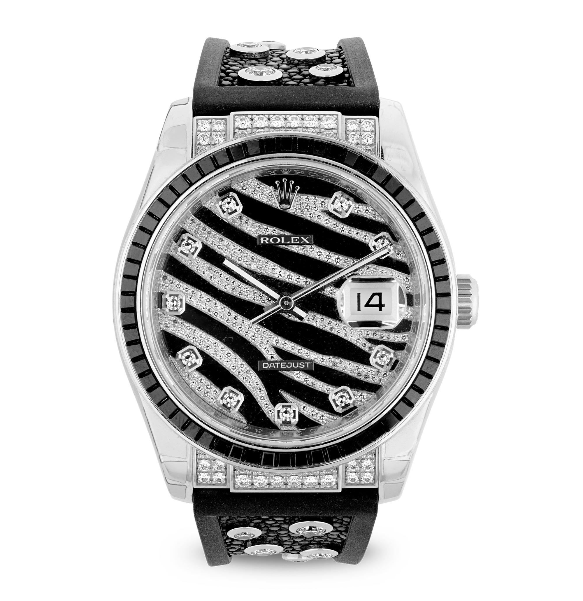 Round Cut Rolex Datejust Zebra Wristwatch