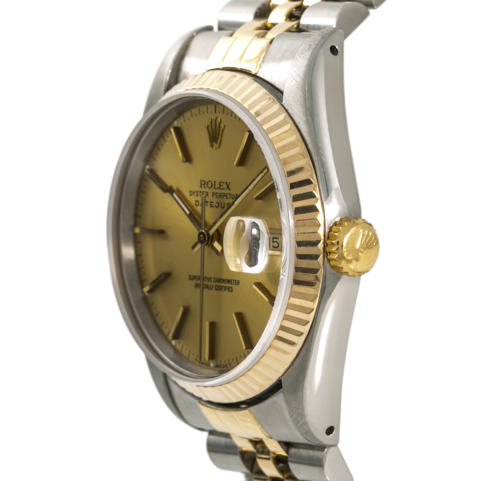 Contemporary Rolex Datejust 16223, Champagne Dial Certified Authentic For Sale