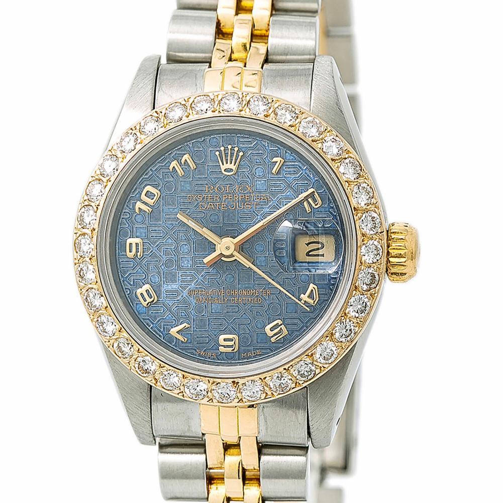 Rolex Datejust 69173, Blue Dial Certified Authentic In Excellent Condition For Sale In Miami, FL