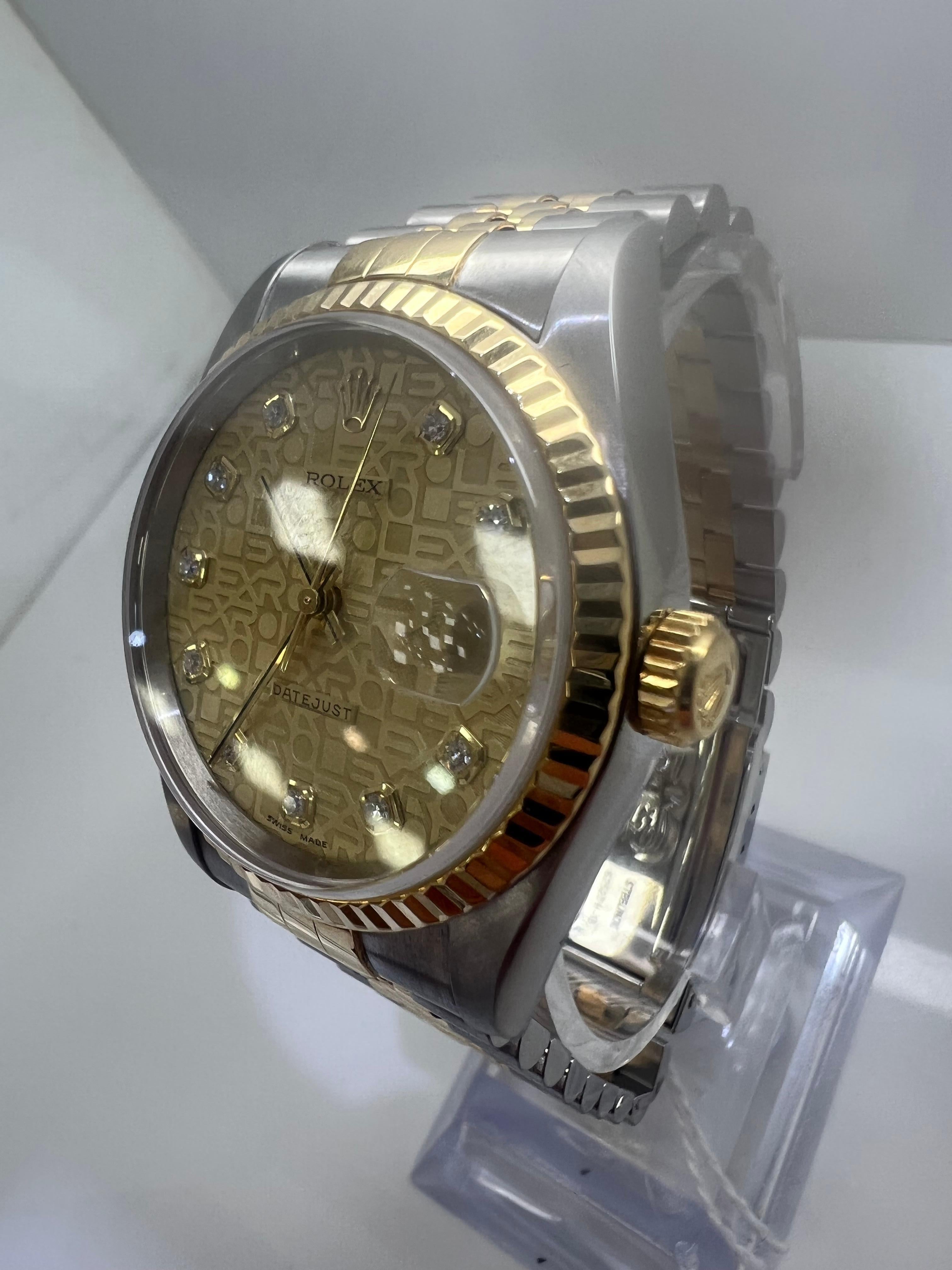 Rolex Datjust Champagner Jubiläum Diamant Zifferblatt Herrenuhr (Rundschliff) im Angebot