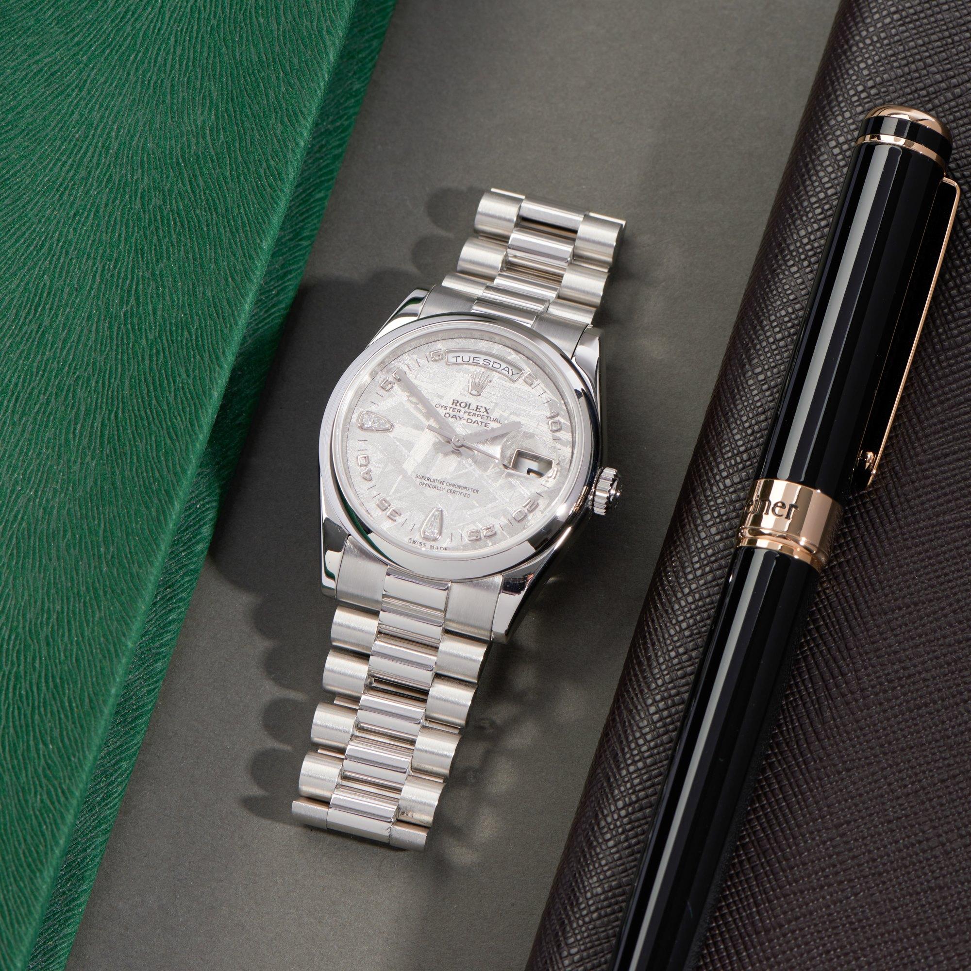 Rolex Day-Date 0 118206 Unisex Platinum Meteorite Watch 3
