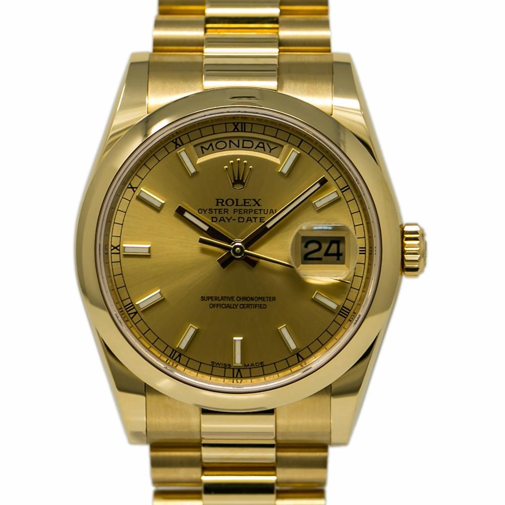 Men's Rolex Day-Date 118208, Gold Dial, Certified and Warranty For Sale
