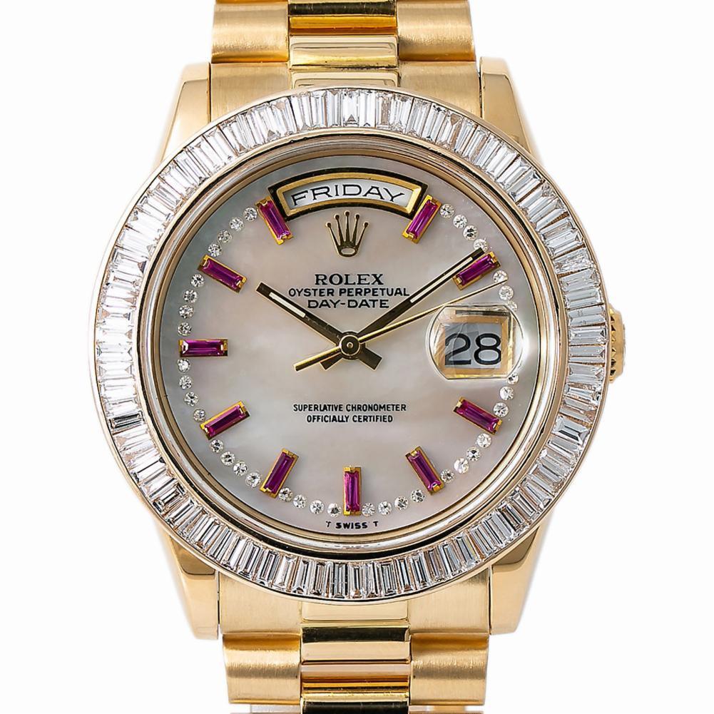 Rolex Day-Date 118208, Mother of Pearl Dial, Certified and Warranty In Excellent Condition In Miami, FL