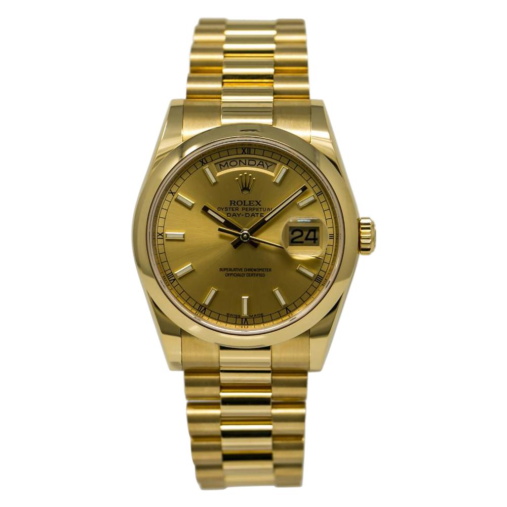 Rolex Day-Date 118208, Gold Dial, Certified and Warranty