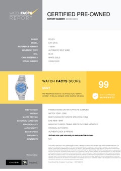 Rolex Day-Date 118209, Blue Dial, Certified and Warranty