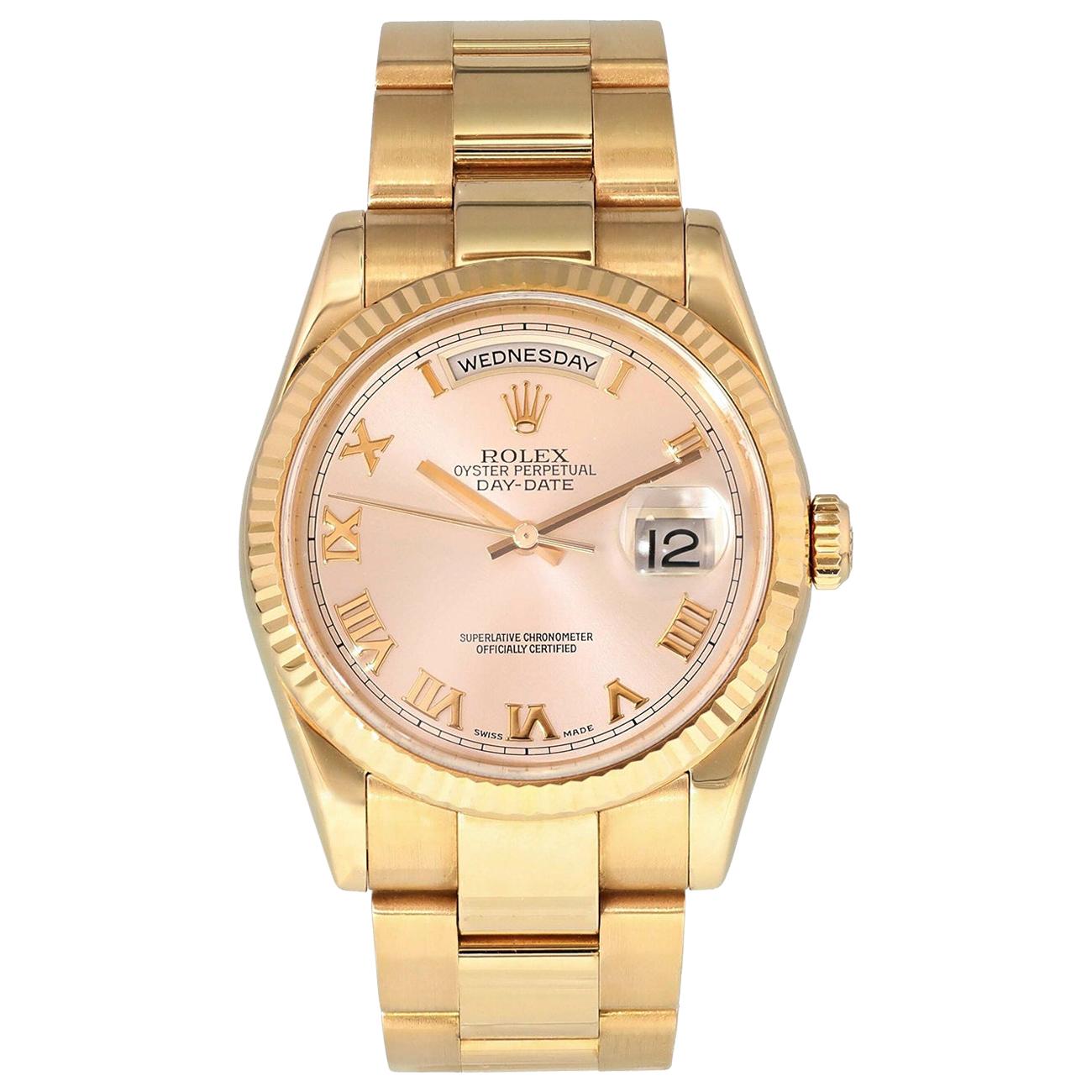 Rolex Day Date 118235 President 18 Karat Rose Gold Men's Watch Box Papers For Sale