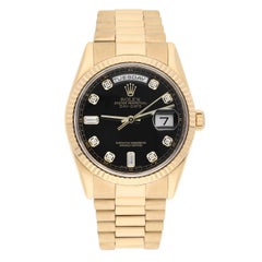 Rolex Day Date 118238 Presidential 36 mm 18K Yellow Gold Black Diamond Dial