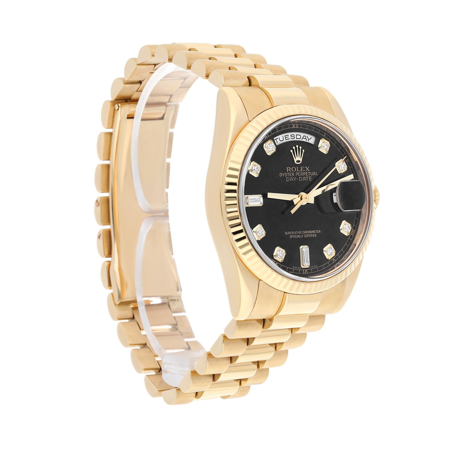 day date vollgold schwarzes zifferblatt