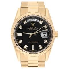 Rolex Montre présidentielle 118238 avec cadran en or jaune 18 carats et diamants noirs de 36 mm