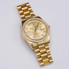 Rolex Day-Date 118348 Diamond Dial 18K Yellow Gold Mens Watch Box Papers