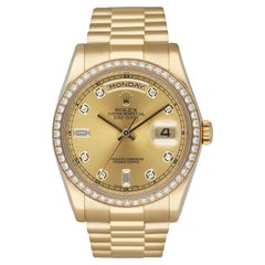 Rolex Day-Date 118348 Diamant-Zifferblatt 18K Gelbgold Herrenuhr Box Papiere