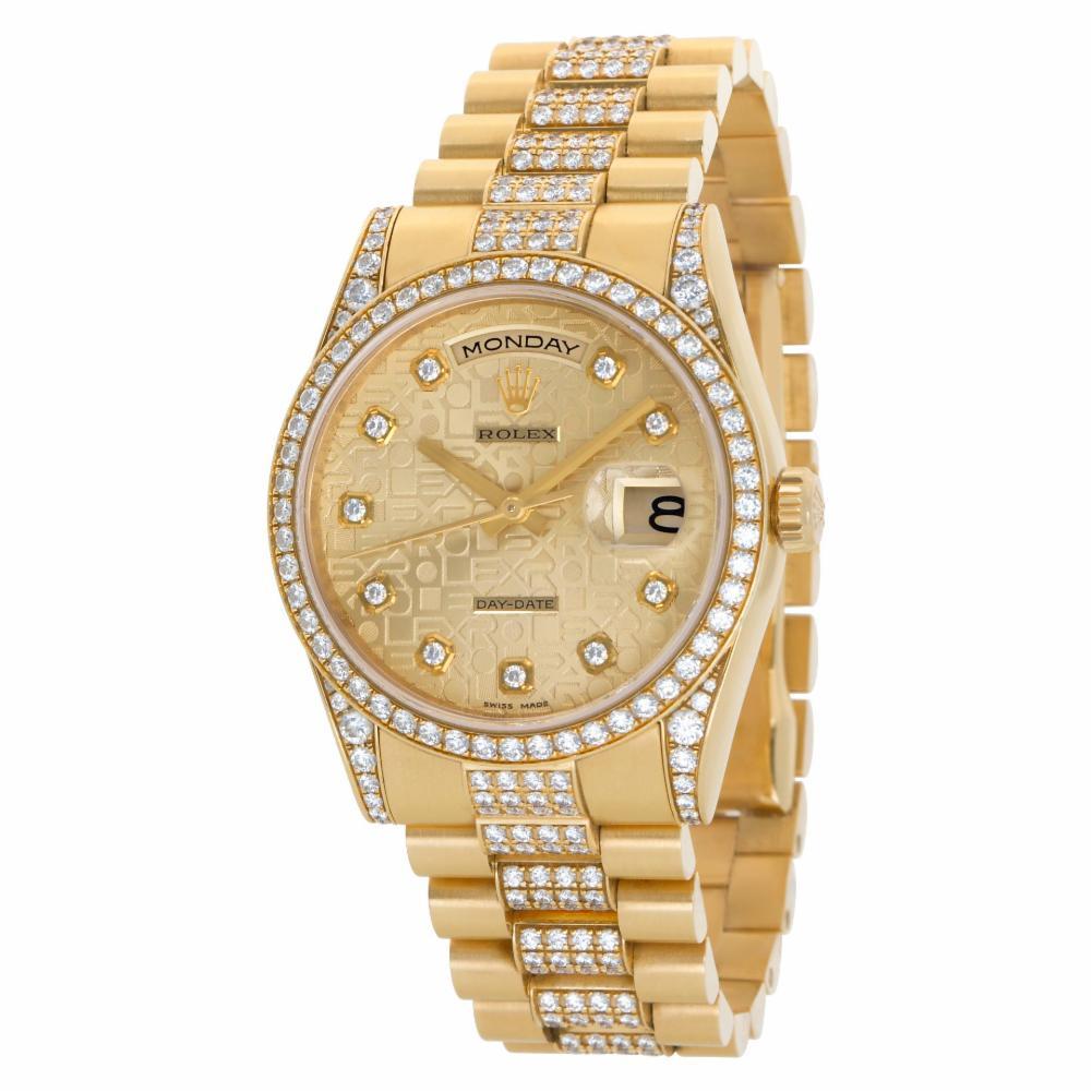 Contemporary Rolex Day-Date 118388, Gold Dial, Certified and Warranty
