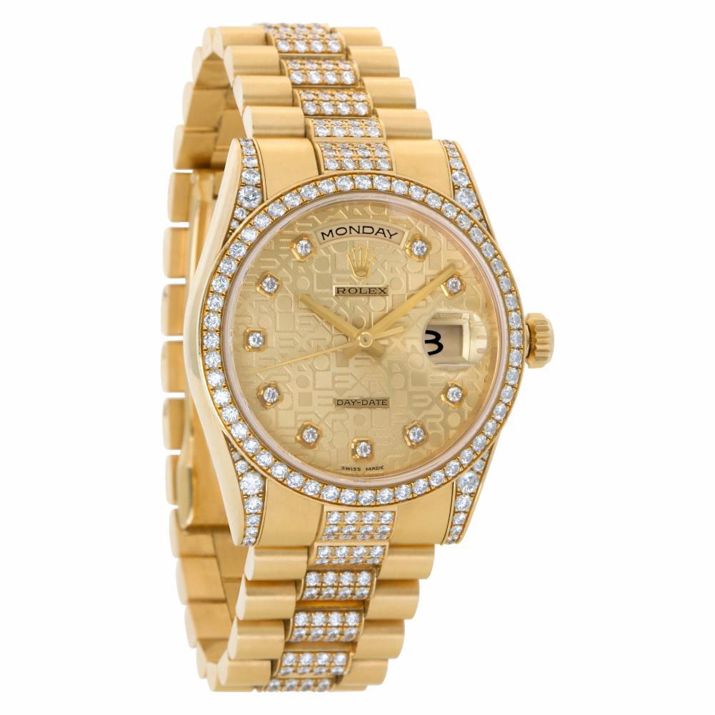 Rolex Day-Date 118388, Gold Dial, Certified and Warranty In Excellent Condition In Miami, FL