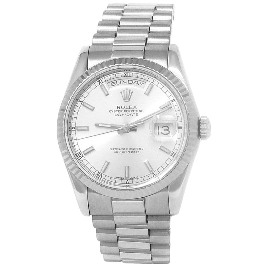 Rolex Day-Date 128239, Silver Dial, Certified and Warranty