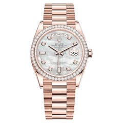 Rolex Day-Date 128345RBR Rose Gold Mother of Pearl Diamond Bezel (2025)