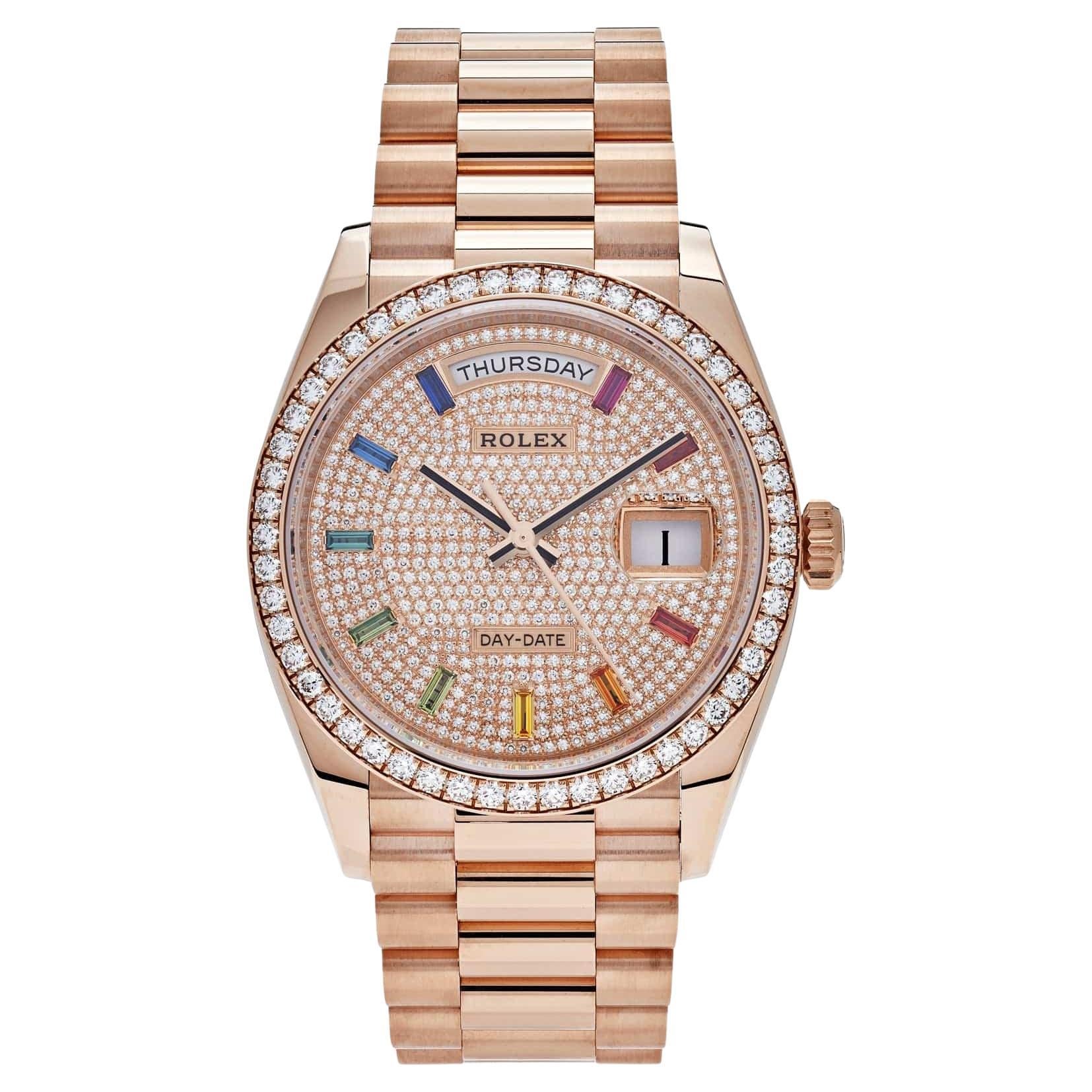 Rolex Day-Date 128345RBR Rose Gold Rainbow Diamond Pave Dial (2021)