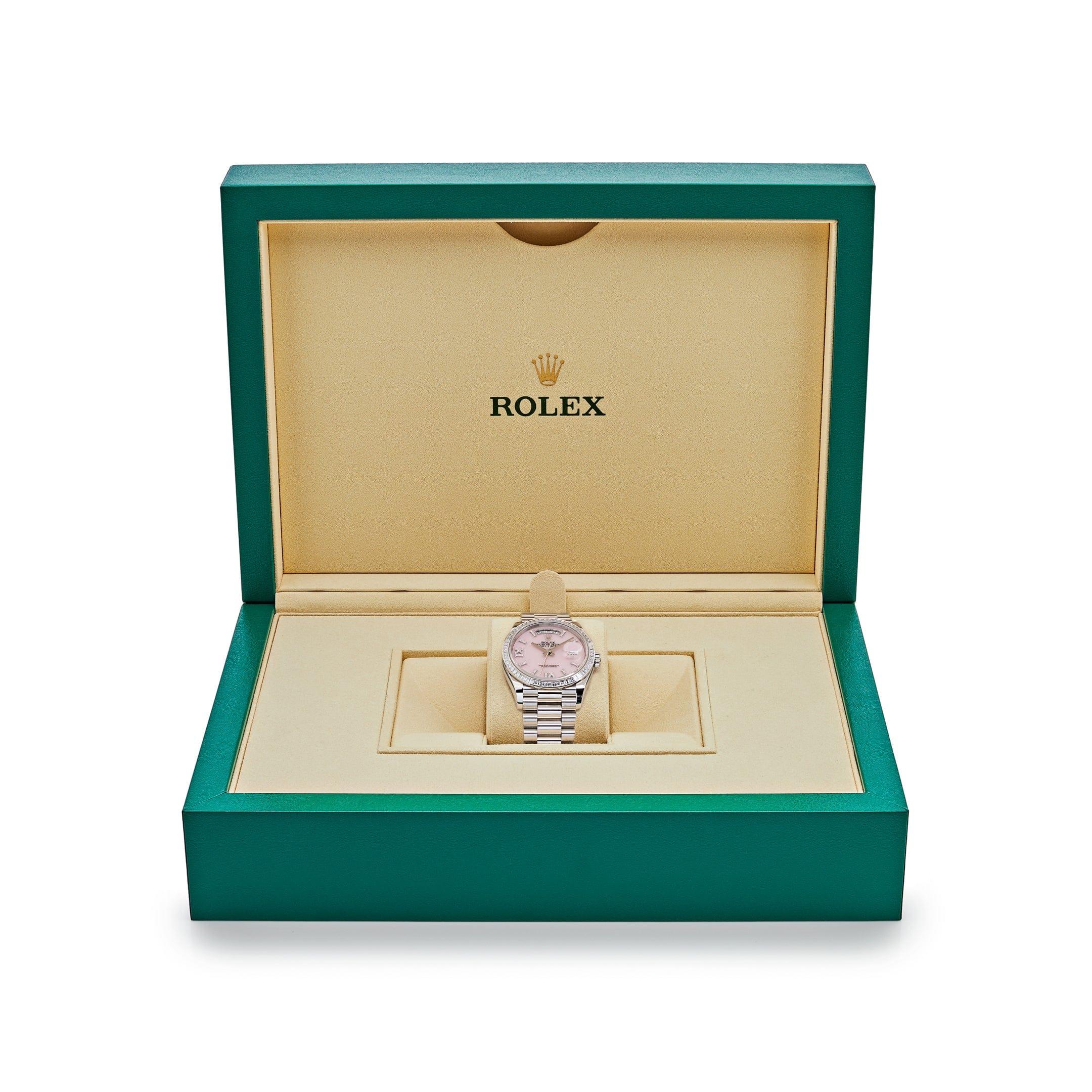 Rolex Day-Date 128396TBR Platinum Pink Opal Diamond Dial and Bezel (2023) For Sale 3