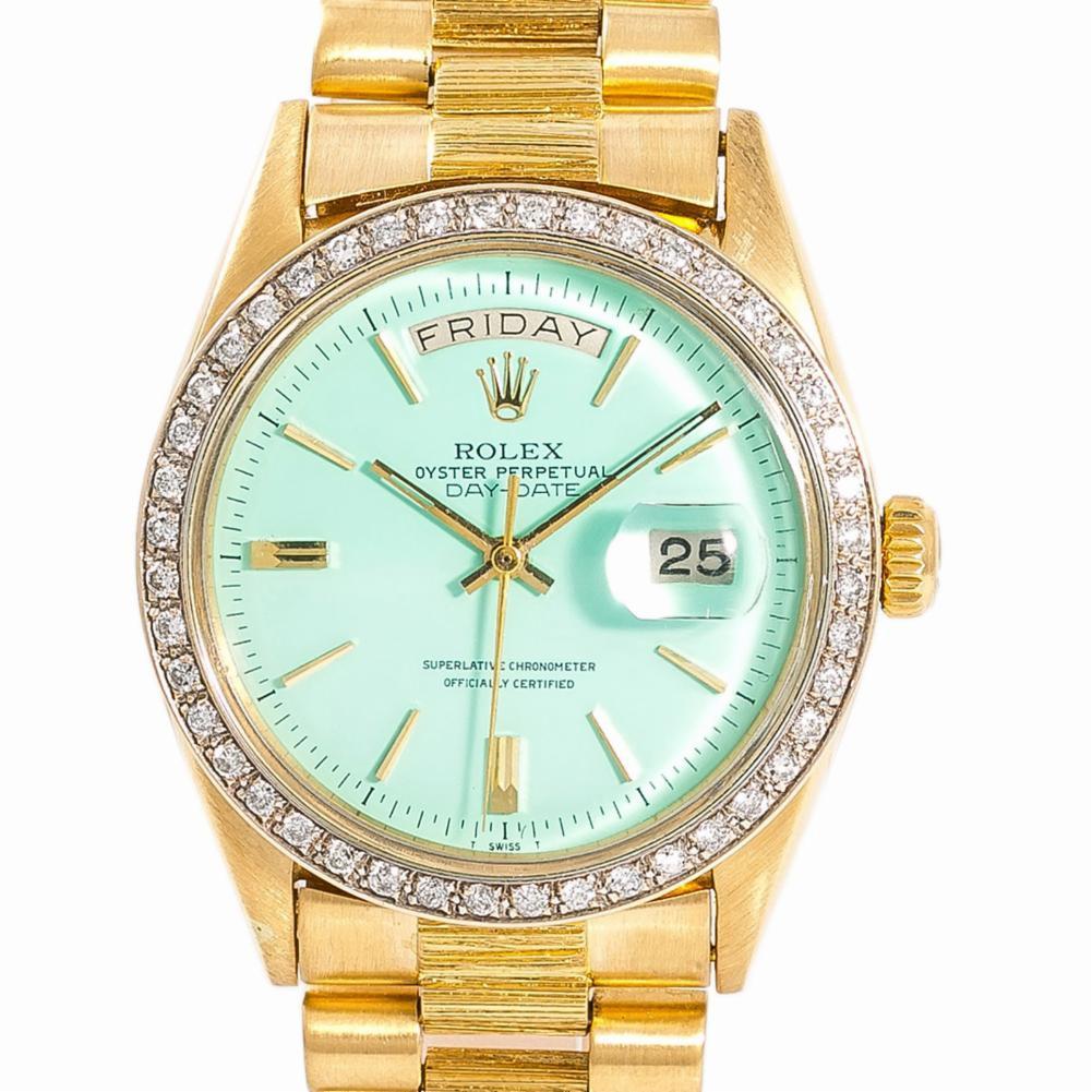 Rolex Day-Date 1803, Green Dial, Certified and Warranty In Good Condition For Sale In Miami, FL