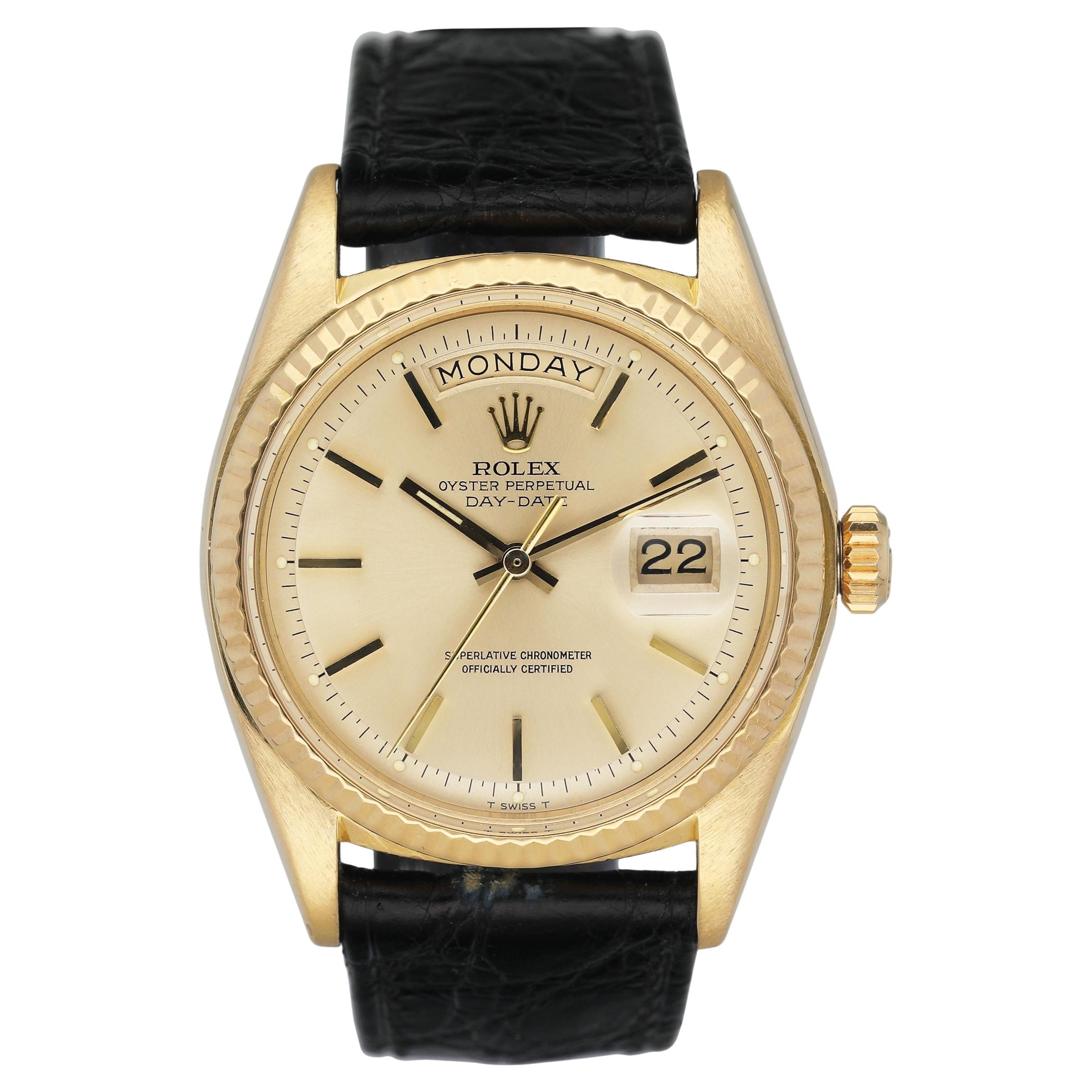 Rolex Day Date 1803 Champagne Dial 18K Yellow Gold Mens Watch Box Papers